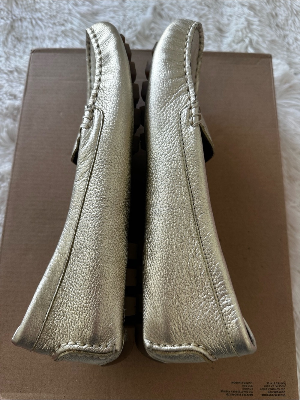 COACH Metallic Gold Pebbled Leather Driving Loafers Moccasins Flats Size: 7.5 - Picture 3 of 7